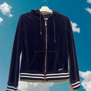 Betsey Johnson Y2K Navy & Rose Gold Velour Hoodie M
